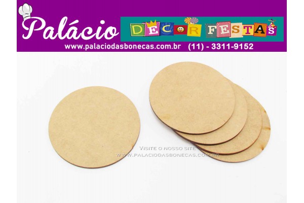 BASE REDONDA DE MDF A LASER 8 CM DIAMETRO PACOTE COM 05 UNIDADES